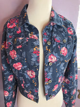 Load image into Gallery viewer, You Don&#39;t Bring Me Flowers Anymore Upcycled Rose Denim Jean Jacket
