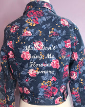Load image into Gallery viewer, You Don&#39;t Bring Me Flowers Anymore Upcycled Rose Denim Jean Jacket

