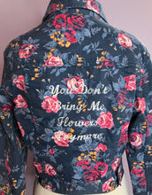 Load image into Gallery viewer, You Don&#39;t Bring Me Flowers Anymore Upcycled Rose Denim Jean Jacket
