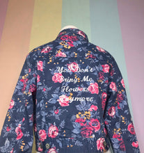 Load image into Gallery viewer, You Don&#39;t Bring Me Flowers Anymore Upcycled Rose Denim Jean Jacket
